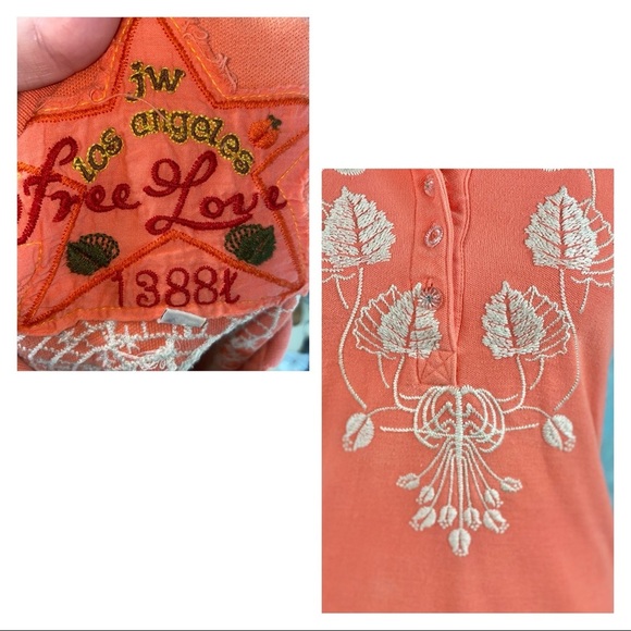 Johnny Was Coral Embroidered Cotton Polo Top - Picture 5 of 14